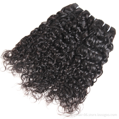 Wholesale Raw Virgin Indian Hair Water Wave Human Hair Weave Bundles With Lace Frontal Closure